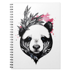 Caderno Espiral Panda Bear Selvagem Natureza Animal Ilustração Art
