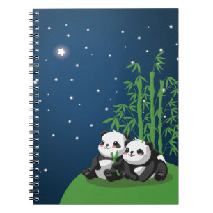 Caderno Espiral Panda da noite da estrela