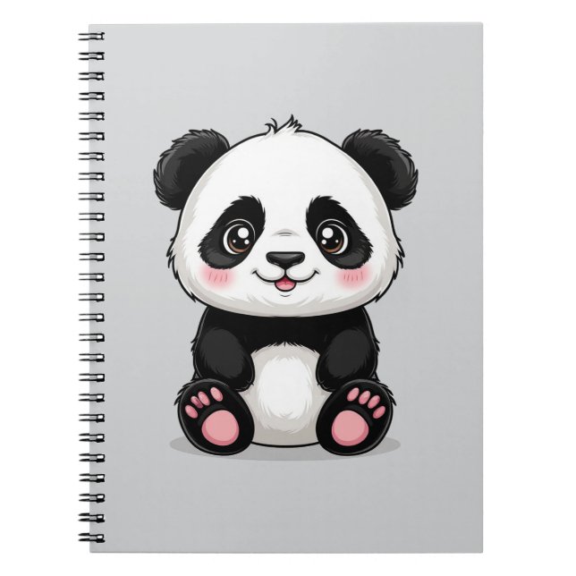 Caderno Espiral Panda de Desenho Adorável (Frente)
