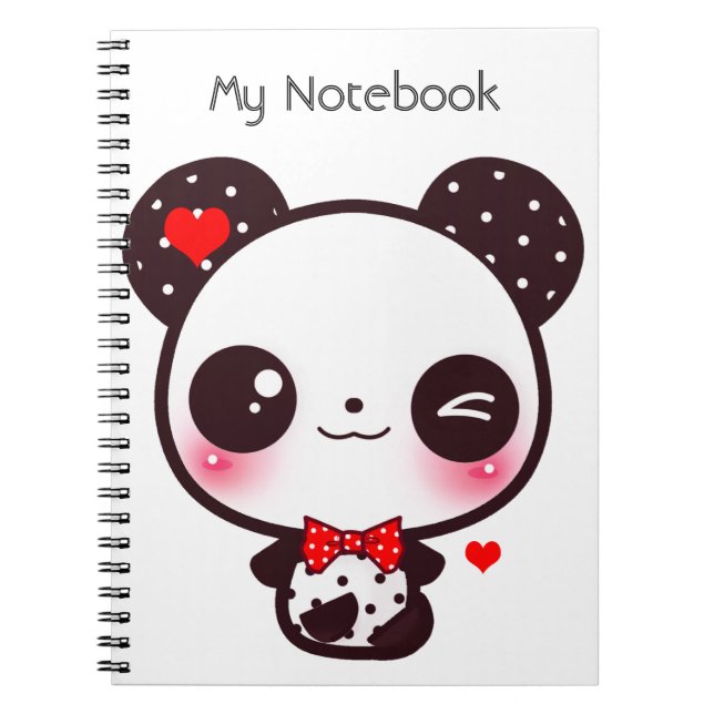Caderno Espiral Panda de Kawaii (Frente)