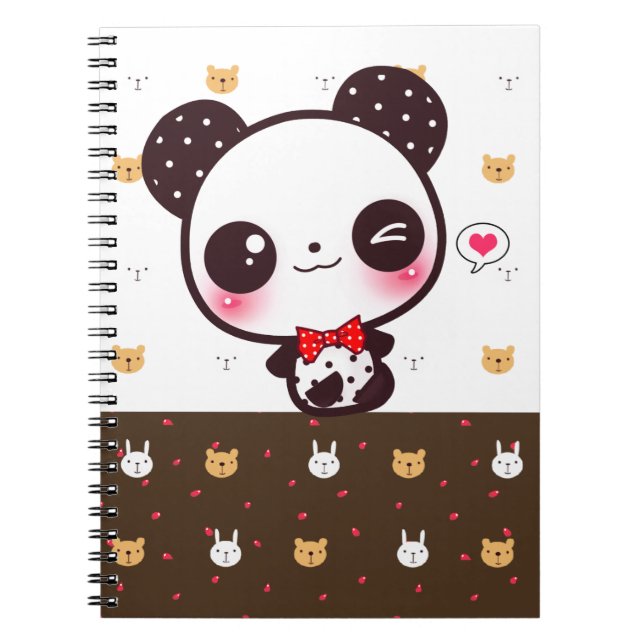 Caderno Espiral Panda de Kawaii (Frente)