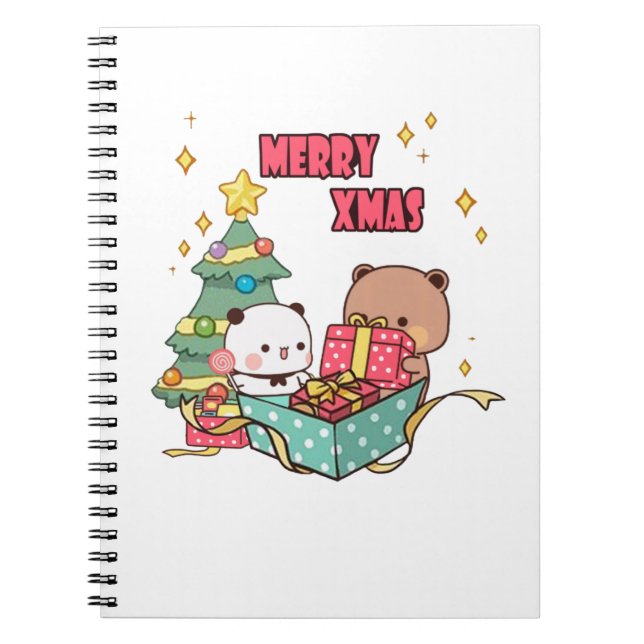 Caderno Espiral Panda E Casal Do Urso Brownie, Feliz Natal (Frente)