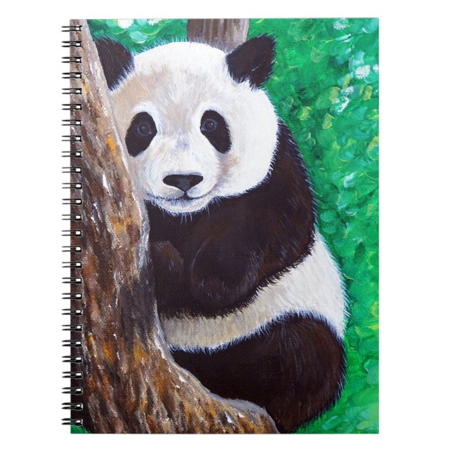 Caderno Espiral Panda em pintura em árvore (Frente)