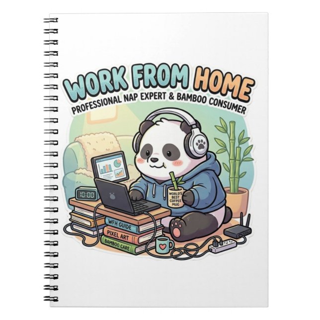 Caderno Espiral Panda Fofa Trabalhe de Casa   (Frente)