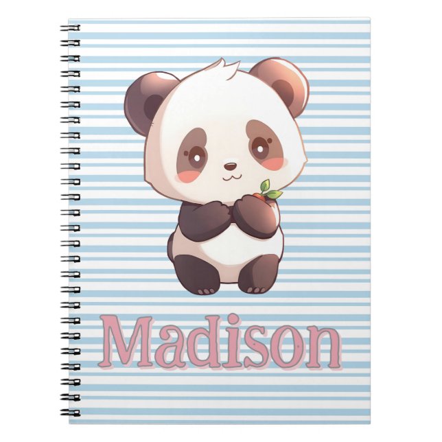 Caderno Espiral Panda Fofo Personalizado (Frente)