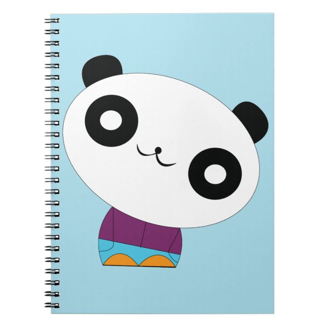 Caderno Espiral Panda fria real do kawaii bonito (Frente)
