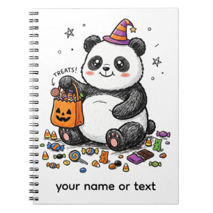 Caderno Espiral Panda Gordinho de Halloween com Barriga de Doce &