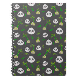 Caderno Espiral Panda na selva de bambu