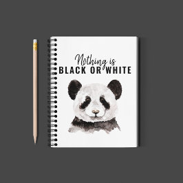 Caderno Espiral Panda Negra E Branca Moderna Engraçada Com Citação