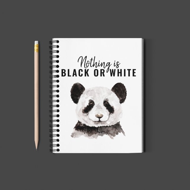 Caderno Espiral Panda Negra E Branca Moderna Engraçada Com Citação (Criador carregado)