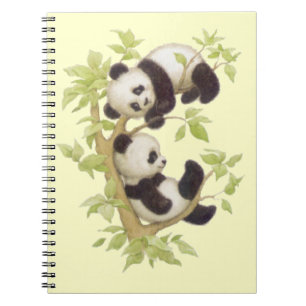 Caderno Espiral Panda que joga em uma árvore