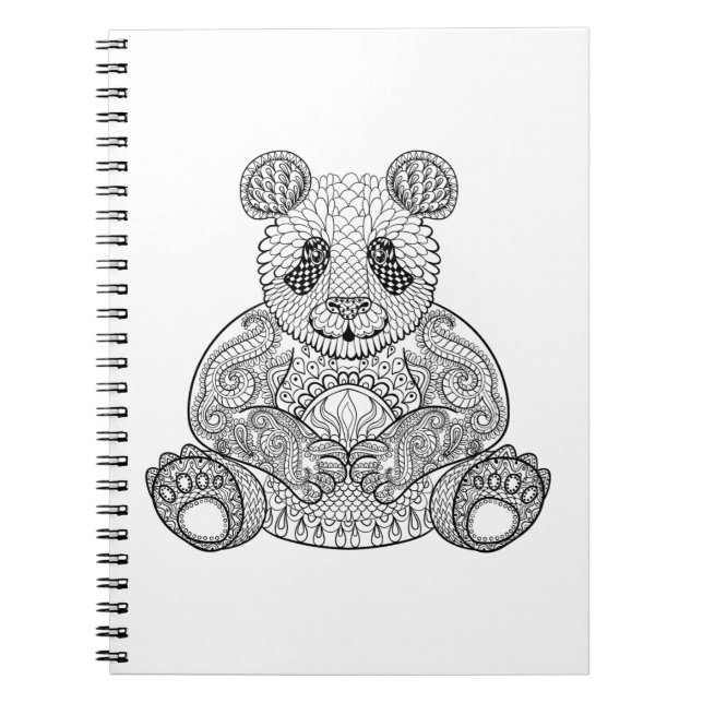 Caderno Espiral Panda tribal inspirada (Frente)