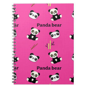 Caderno Espiral Panda Urso em rosa