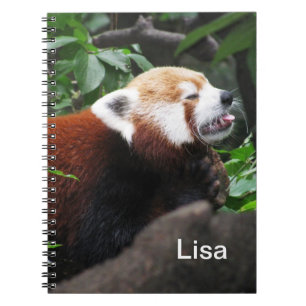 Caderno Espiral Panda vermelha que cola sua língua para fora