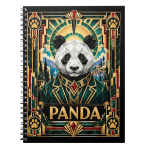 Caderno Espiral Panda, Vida Selvagem Art Déco