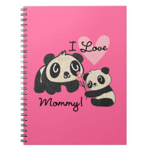 Caderno Espiral Pandas eu amo mamães
