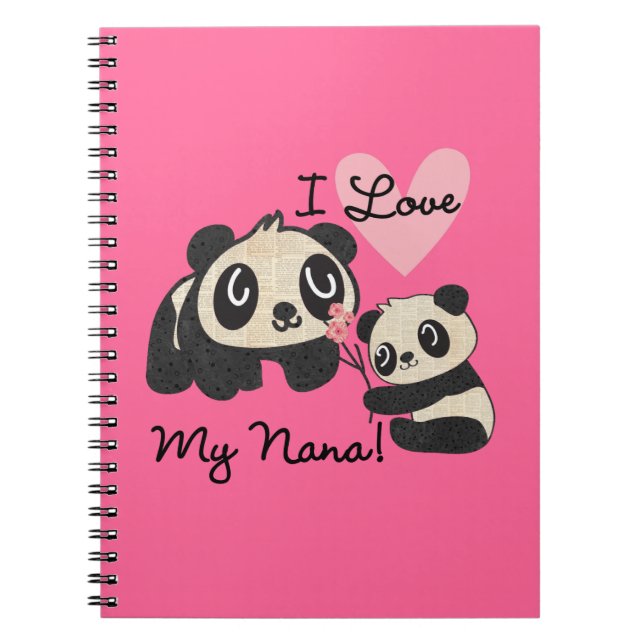 Caderno Espiral Pandas eu amo minha Nana (Frente)