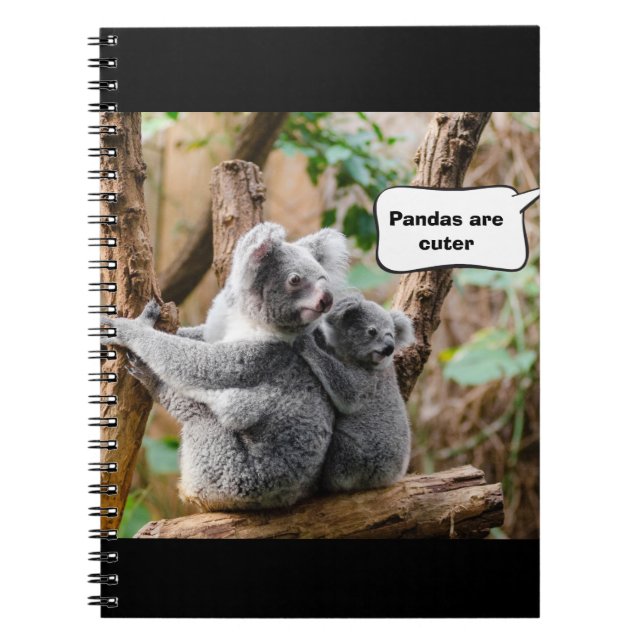 Caderno Espiral Pandas ou Koalas engraçados - Quais são mais fofos (Frente)