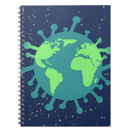Caderno Espiral Pandemia Global (Partícula Vírus) (Infecção Viral)
