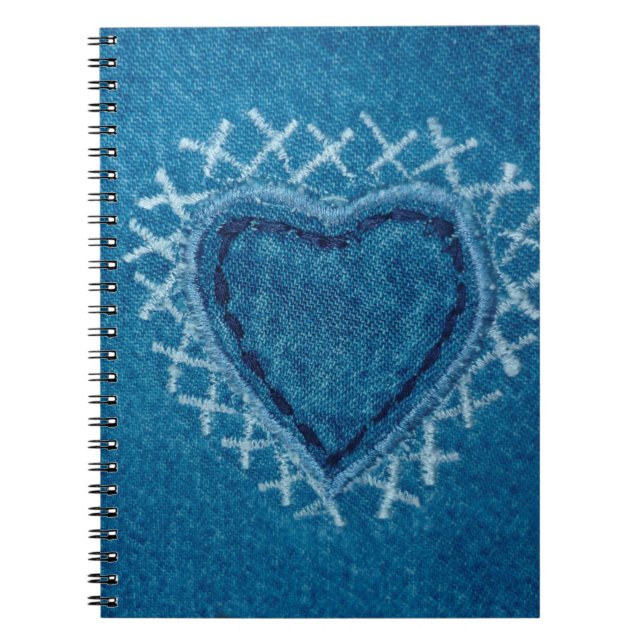 Caderno Espiral pano de textura dos jeans do tecido (Frente)