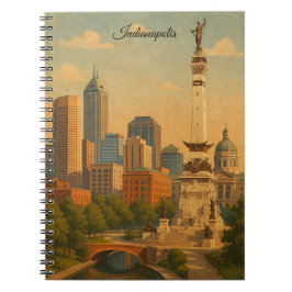Caderno Espiral Panorama da Cidade de Indianapolis Indiana