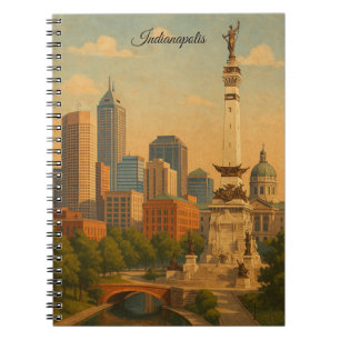 Caderno Espiral Panorama da Cidade de Indianapolis Indiana
