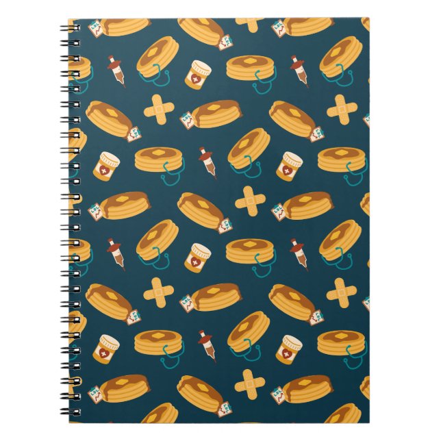 Caderno Espiral Panquecas de Doutor Azul-Marinho (Frente)