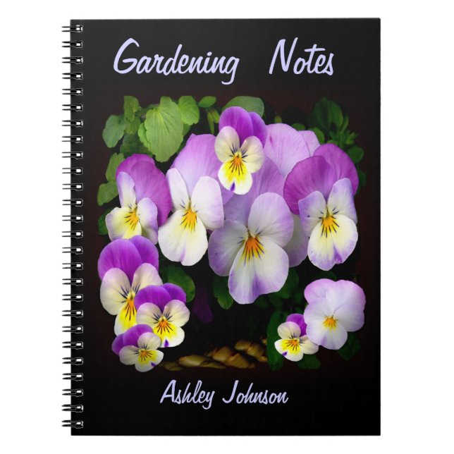 Caderno Espiral Pansy bonito personalizado (Frente)