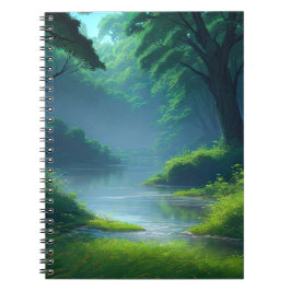 Caderno Espiral Pântano pacífico na Floresta Verdante