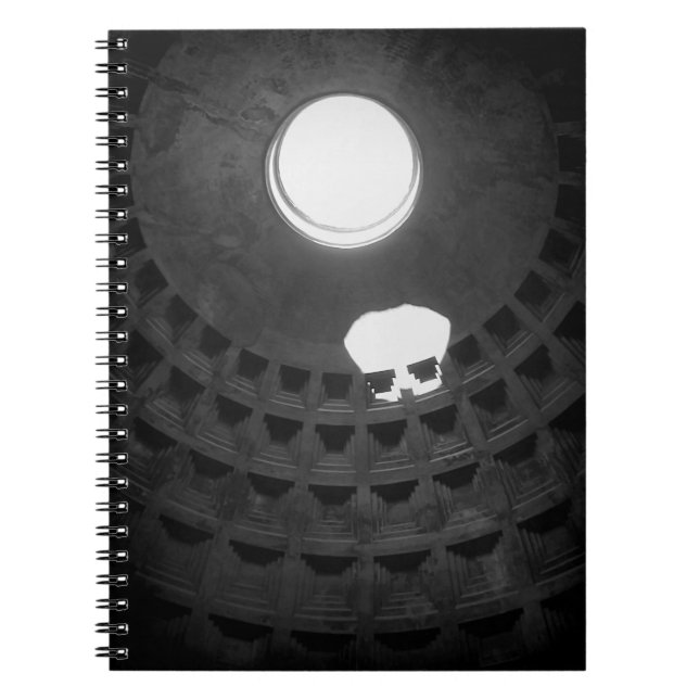 Caderno Espiral Pantheon Light Skull Roma Itália Preto e Branco (Frente)
