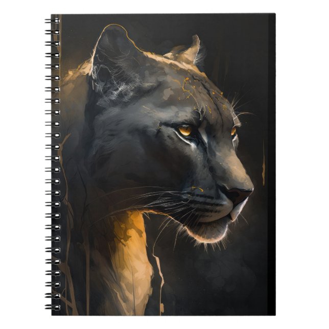 Caderno Espiral Panther Retrato Animal Nature Pintura De Vida Selv (Frente)