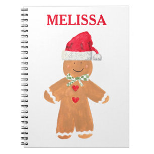 Caderno Espiral Pão-de-gengibre comida de Natal biscoitos festivos