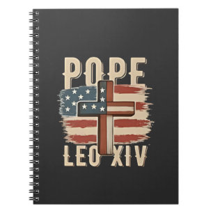 Caderno Espiral Papa Leão XIV Igreja Cristã Da Pope EUA Bandeira
