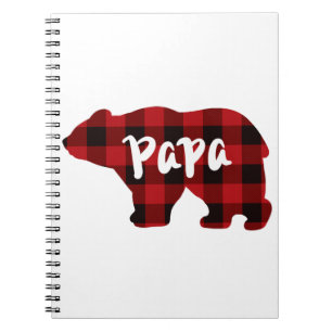 Caderno Espiral Papa Urso - xadrez de búfalos vermelho e preto