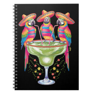 Caderno Espiral Papagaio Cinco De Maio Divertido Bebendo Festa Mex