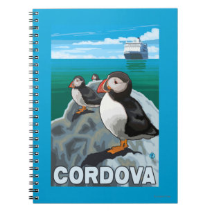Caderno Espiral Papagaio-do-mar & navio de cruzeiros - Cordova,