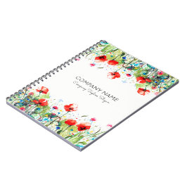 Caderno Espiral Papagaios vermelhos e flores coloridas