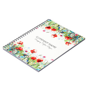 Caderno Espiral Papagaios vermelhos e flores coloridas
