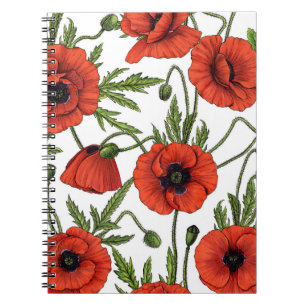 Caderno Espiral Papagaios, vermelhos e verdes em branco