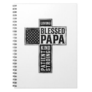 Caderno Espiral Papai Abençoado Cruz Cristã Tipografia Vintage De