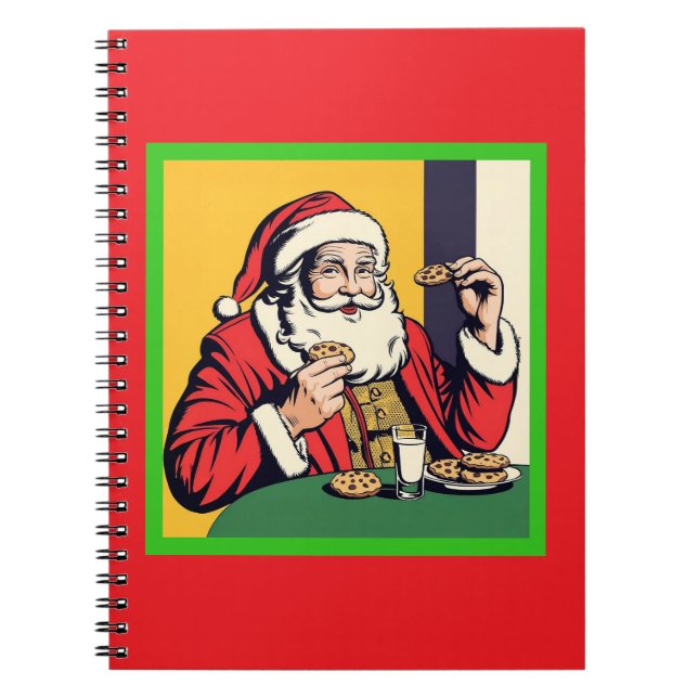 Caderno Espiral Papai Noel Aproveitando Um Snack (Frente)