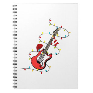 Caderno Espiral Papai Noel de Guitarra Elétrica Música Natal Amant