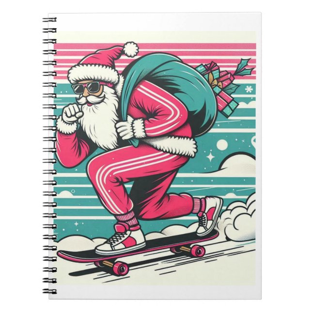 Caderno Espiral Papai Noel de skate (Frente)