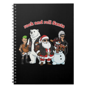 Caderno Espiral Papai Noel do Rock and Roll Natal Biker Punk Div