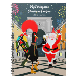 Caderno Espiral Papai Noel e o tormento de champanhe do galo em No