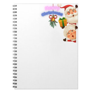 Caderno Espiral Papai Noel e Sra. Claus Fofo Boas Festas de Natal