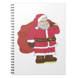 Caderno Espiral Papai Noel em vermelho com saco de presentes e ócu
