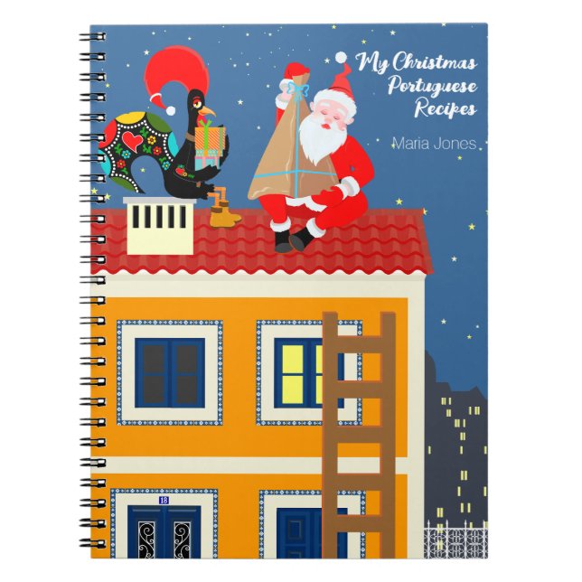Caderno Espiral Papai Noel encontra o galo português (Frente)
