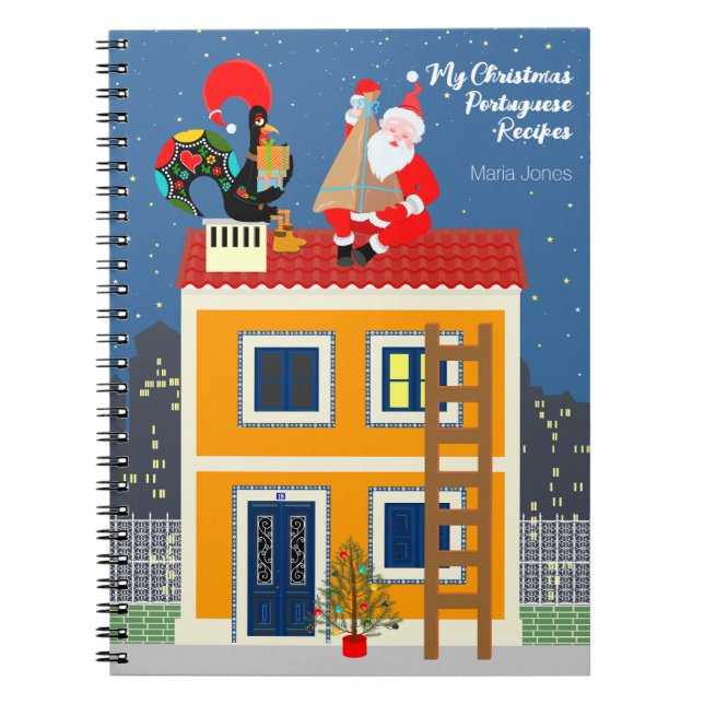 Caderno Espiral Papai Noel encontra o galo português (Frente)
