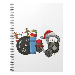 Caderno Espiral Papai Noel engraçado levantando halteres na academ